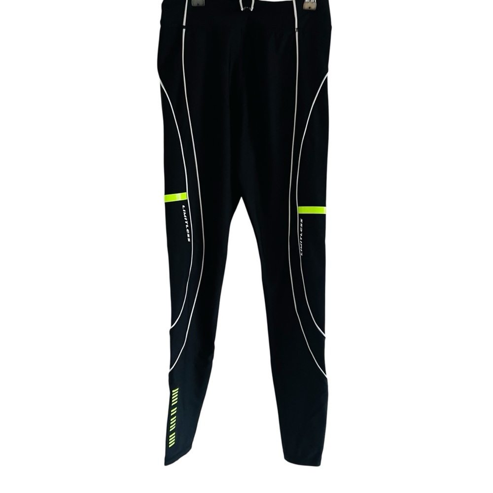 White Fox Active Black and Neon Green Athletic Leggings